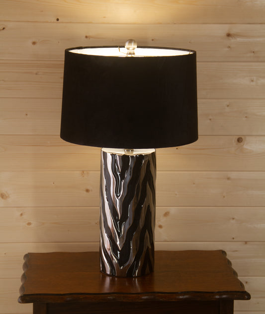 Jasper Ceramic Table Lamp with Black Velvet Shade