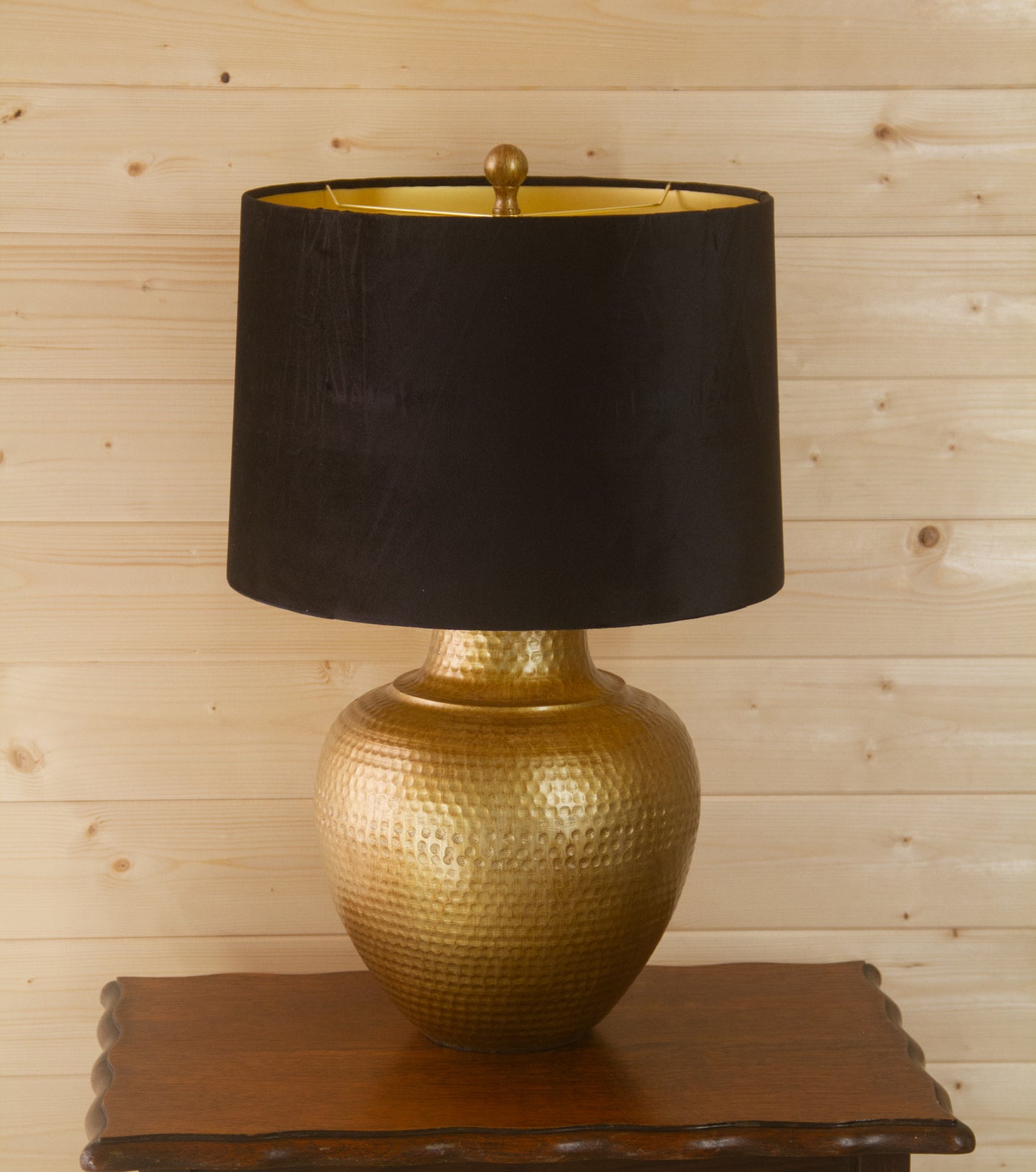 Knowles Bronze Ceramic Table Lamp with Black Velvet Shade