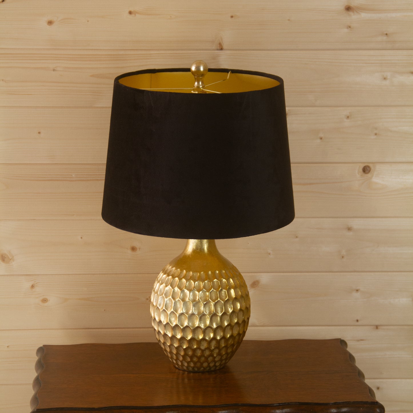 Vincent Gold Resin Table Lamp with Black Velvet Shade