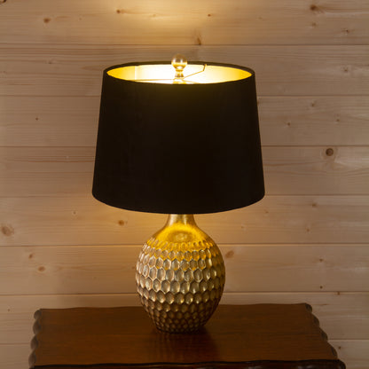 Vincent Gold Resin Table Lamp with Black Velvet Shade