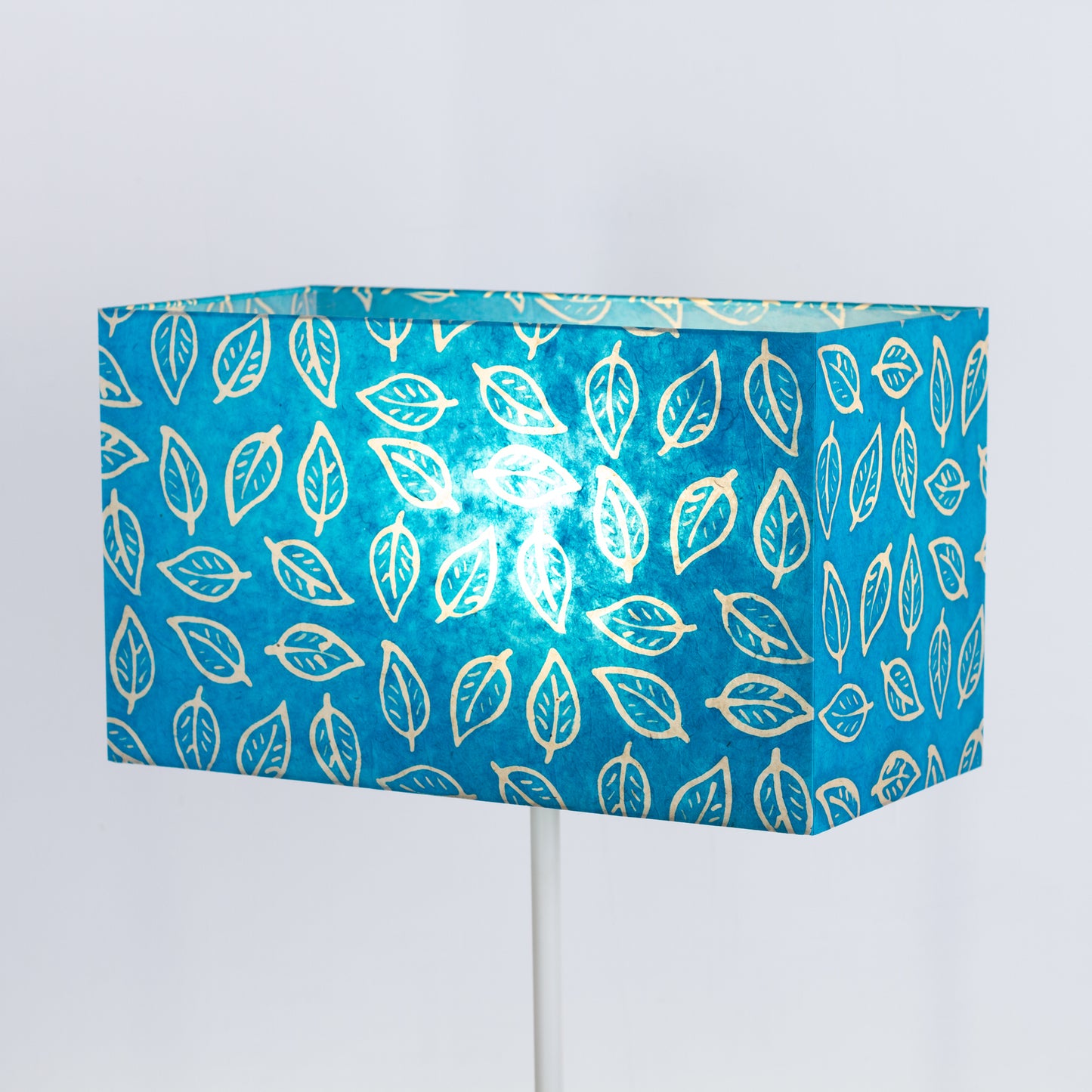 Rectangle Lamp Shade - B125 ~ Batik Leaf Teal, 50cm(w) x 29cm(h) x 25cm(d)