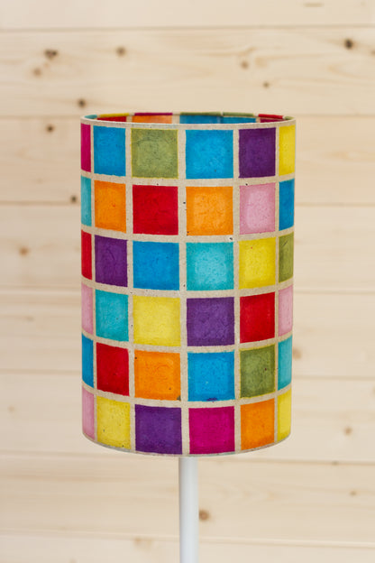 Drum Lamp Shade - P01 - Batik Multi Square, 20cm(d) x 30cm(h)