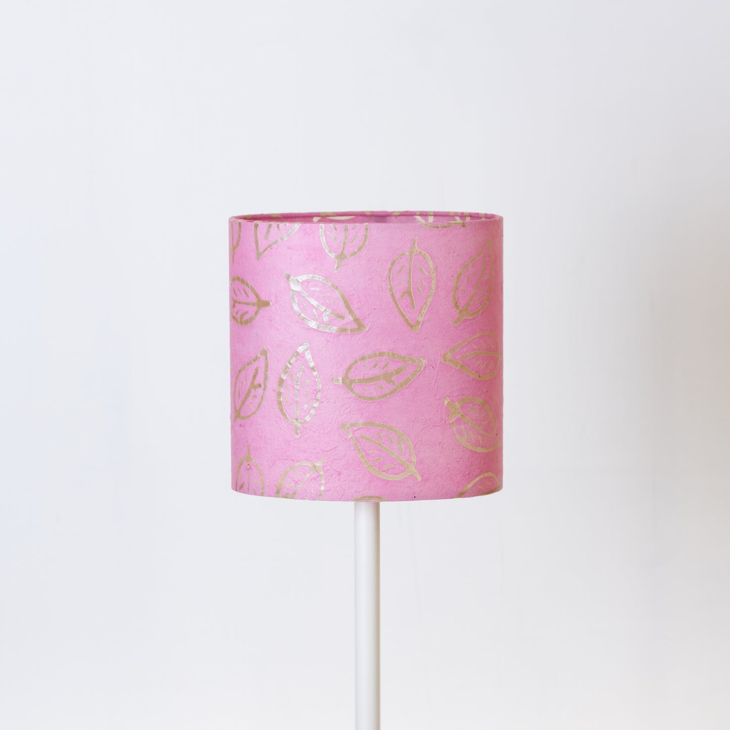 Oval Lamp Shade - P67 - Batik Leaf on Pink, 20cm(w) x 20cm(h) x 13cm(d)