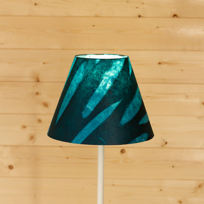 Conical Lamp Shade P99 - Resistance Dyed Teal Bamboo, 15cm(top) x 30cm(bottom) x 22cm(height)