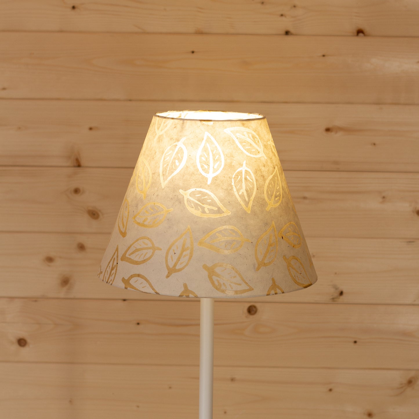 Conical Lamp Shade P28 - Batik Leaf on Natural, 15cm(top) x 30cm(bottom) x 22cm(height)