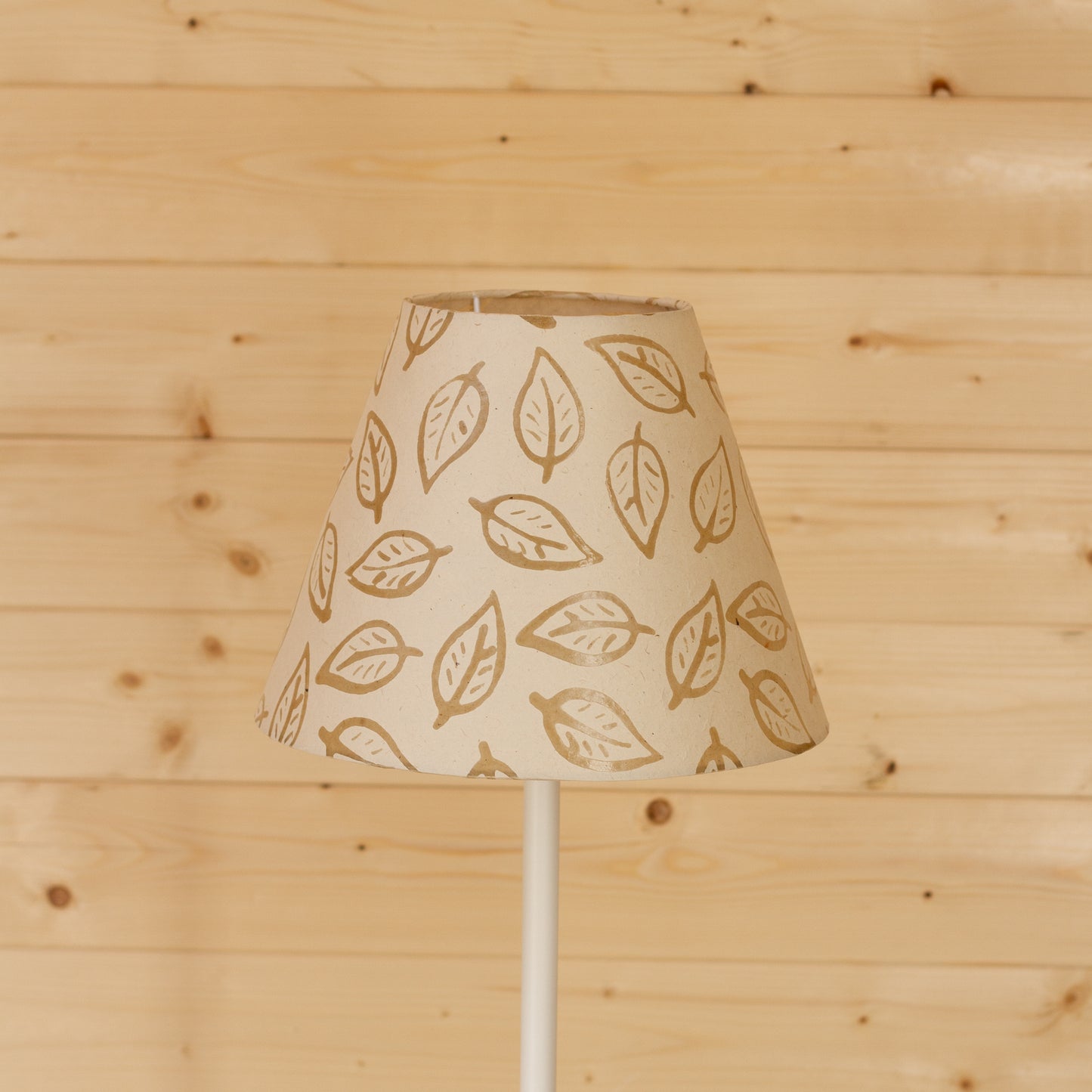 Conical Lamp Shade P28 - Batik Leaf on Natural, 15cm(top) x 30cm(bottom) x 22cm(height)