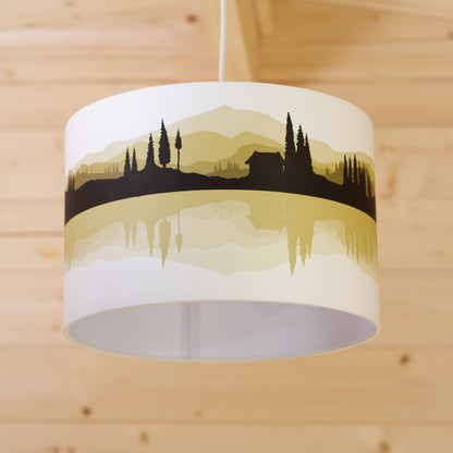 Landscape #3 Print Lampshade (Drum Lamp Shade 30cm(d) x 20cm(h) - Yellow (D13)