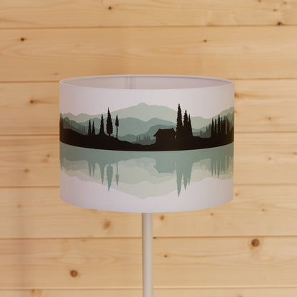 Landscape #3 Print Lampshade (Drum Lamp Shade 30cm(d) x 20cm(h) - Green (D11)