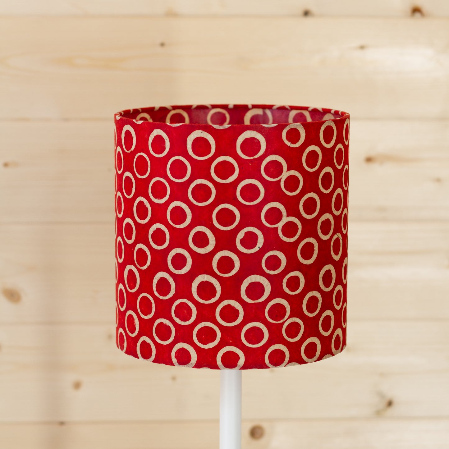 Drum Lamp Shade - P83 ~ Batik Red Circles, 20cm(d) x 20cm(h)