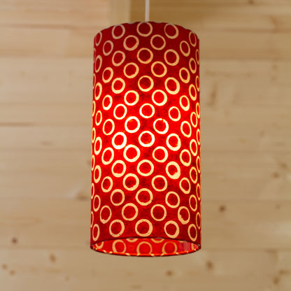 Drum Lamp Shade - P83 ~ Batik Red Circles, 15cm(diameter)
