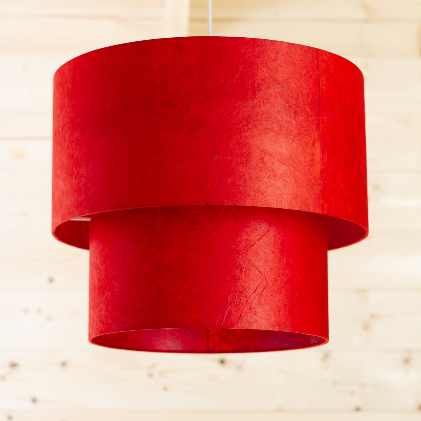 2 Tier Lamp Shade - P60 - Red Lokta, 40cm x 20cm & 30cm x 15cm