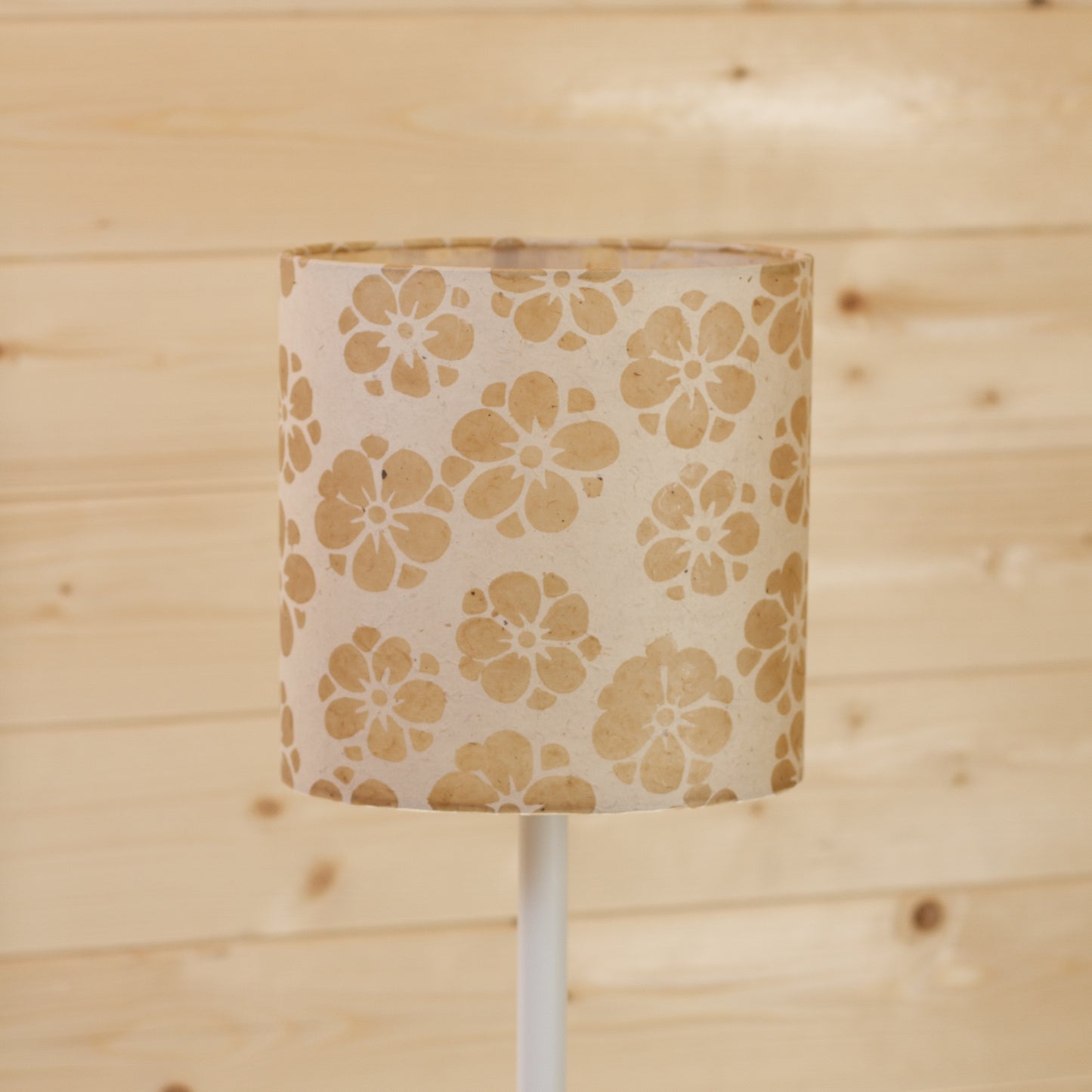 Oval Lamp Shade - P75 - Batik Star Flower Natural, 20cm(w) x 20cm(h) x 13cm(d)