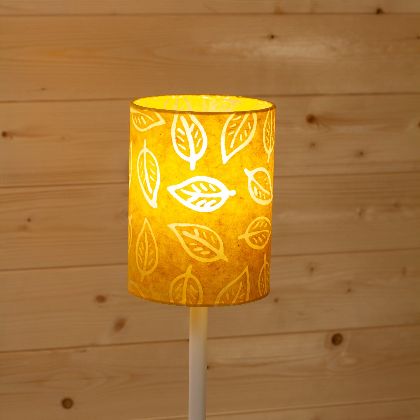 Drum Lamp Shade - B107 ~ Batik Leaf Yellow, 15cm(diameter)