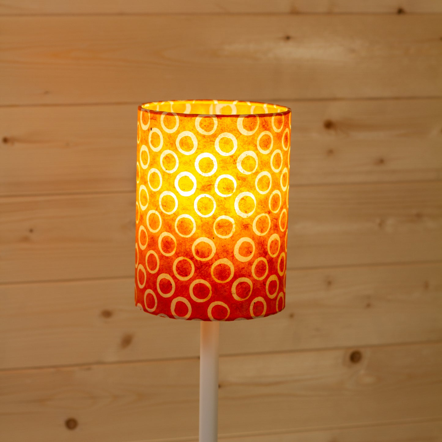 Drum Lamp Shade - P03 - Batik Orange Circles, 15cm(diameter)