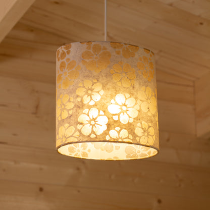 Oval Lamp Shade - P75 - Batik Star Flower Natural, 20cm(w) x 20cm(h) x 13cm(d)