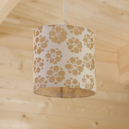 Oval Lamp Shade - P75 - Batik Star Flower Natural, 20cm(w) x 20cm(h) x 13cm(d)