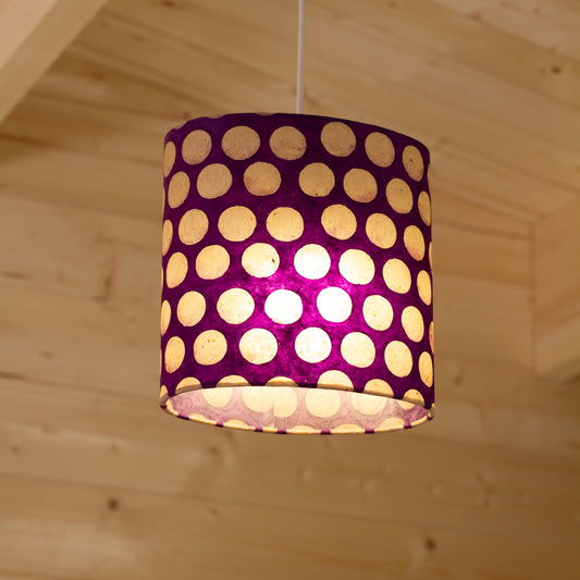 Oval Lamp Shade - P79 - Batik Dot Purples, 20cm(w) x 20cm(h) x 13cm(d)