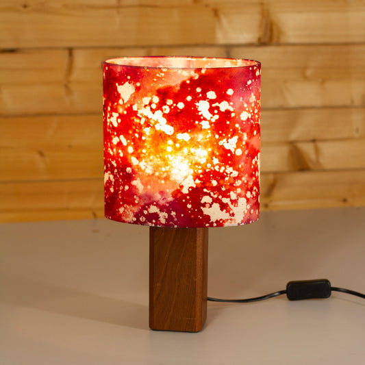 Square Sapele Table Lamp with 20x20cm Oval Lamp Shade B115 Batik Salt Lake
