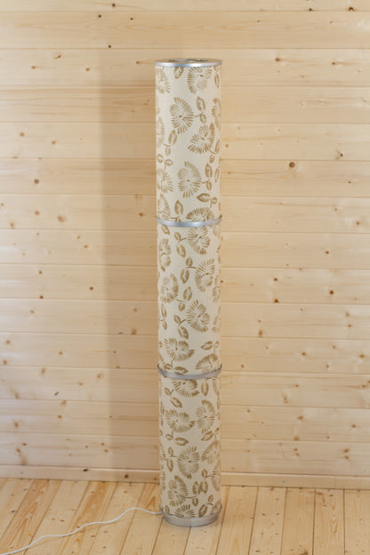 3 Panel Floor Lamp - P09 - Batik Peony on Natural, 20cm(d) x 1.4m(h)