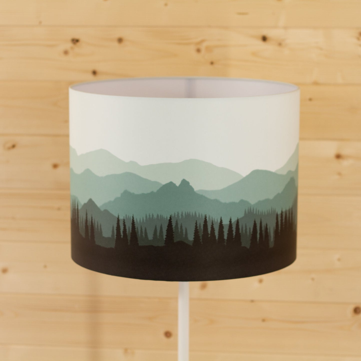 Landscape #4 Print Drum Lamp Shade 40cm(d) x 30cm(h) - Green (D21)