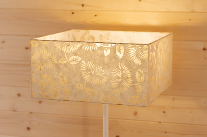 Square Lamp Shade - P09 - Batik Peony on Natural, 40cm(w) x 20cm(h) x 40cm(d)