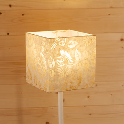 Square Lamp Shade - P09 - Batik Peony on Natural, 20cm(w) x 20cm(h) x 20cm(d)
