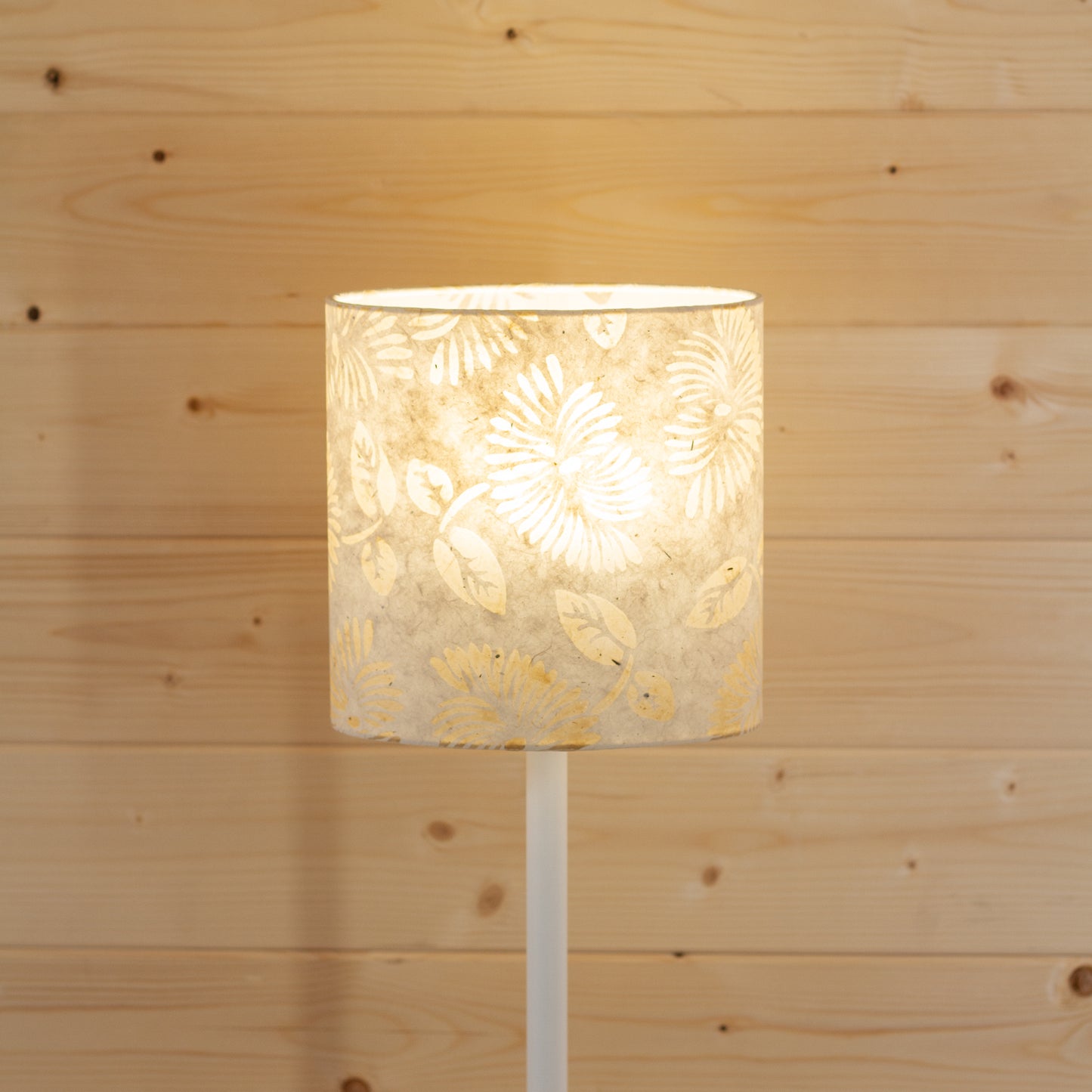Oval Lamp Shade - P09 - Batik Peony on Natural, 20cm(w) x 20cm(h) x 13cm(d)
