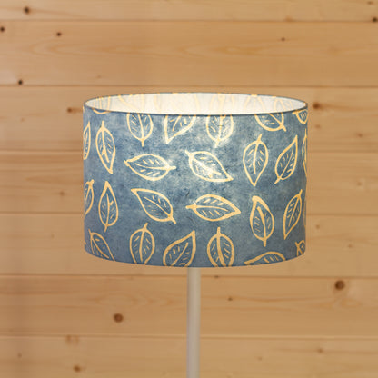 Oval Lamp Shade - P31 - Batik Leaf on Blue, 30cm(w) x 20cm(h) x 22cm(d)