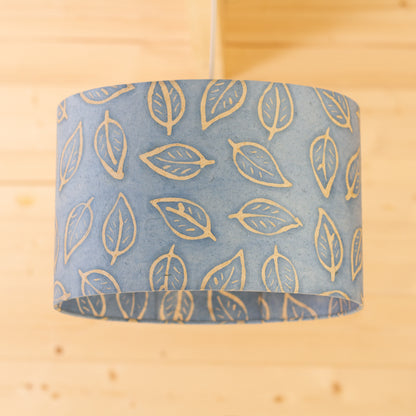 Oval Lamp Shade - P31 - Batik Leaf on Blue, 30cm(w) x 20cm(h) x 22cm(d)