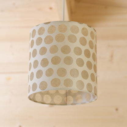 Drum Lamp Shade - P85 ~ Batik Dots on Natural, 20cm(d) x 20cm(h)