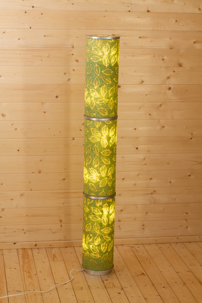3 Panel Floor Lamp - P29 - Batik Leaf on Green, 20cm(d) x 1.4m(h)