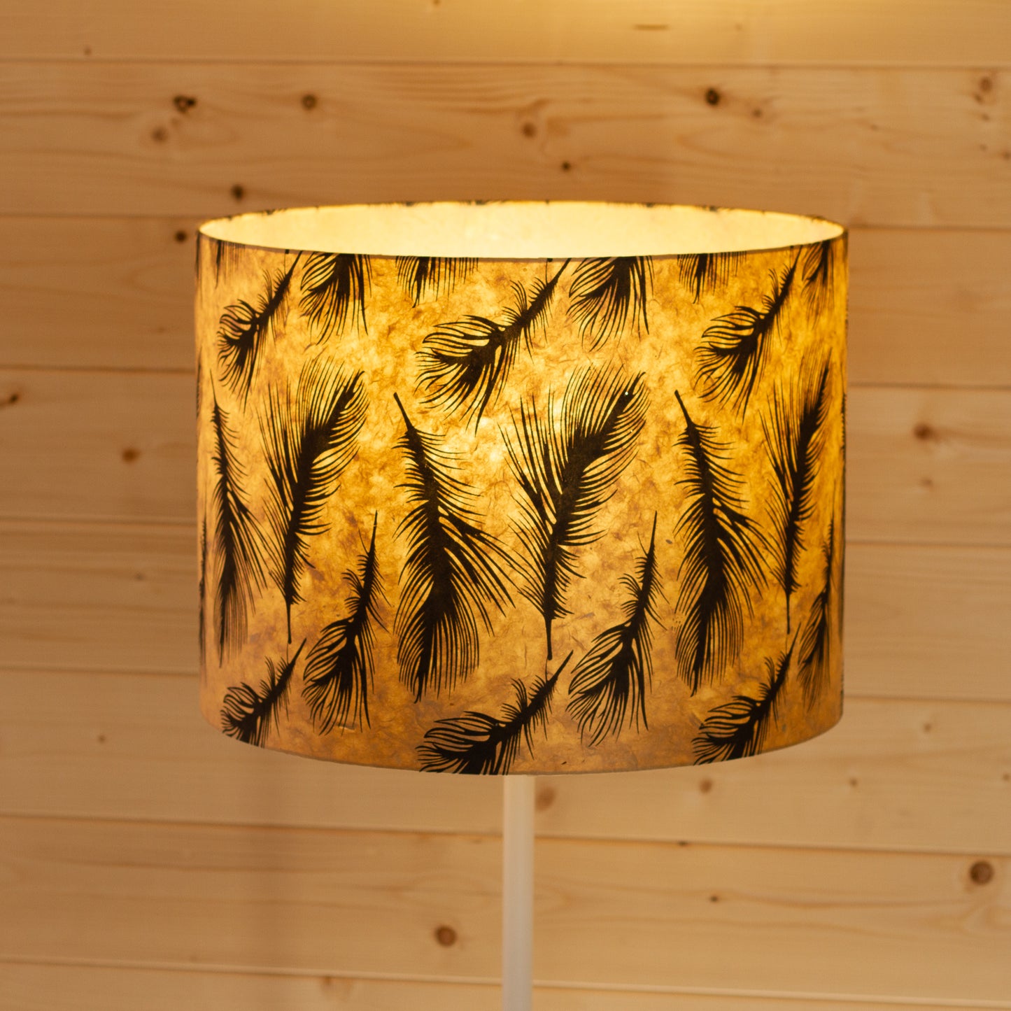 Drum Lamp Shade - B102 - Black Feather, 40cm(d) x 30cm(h)