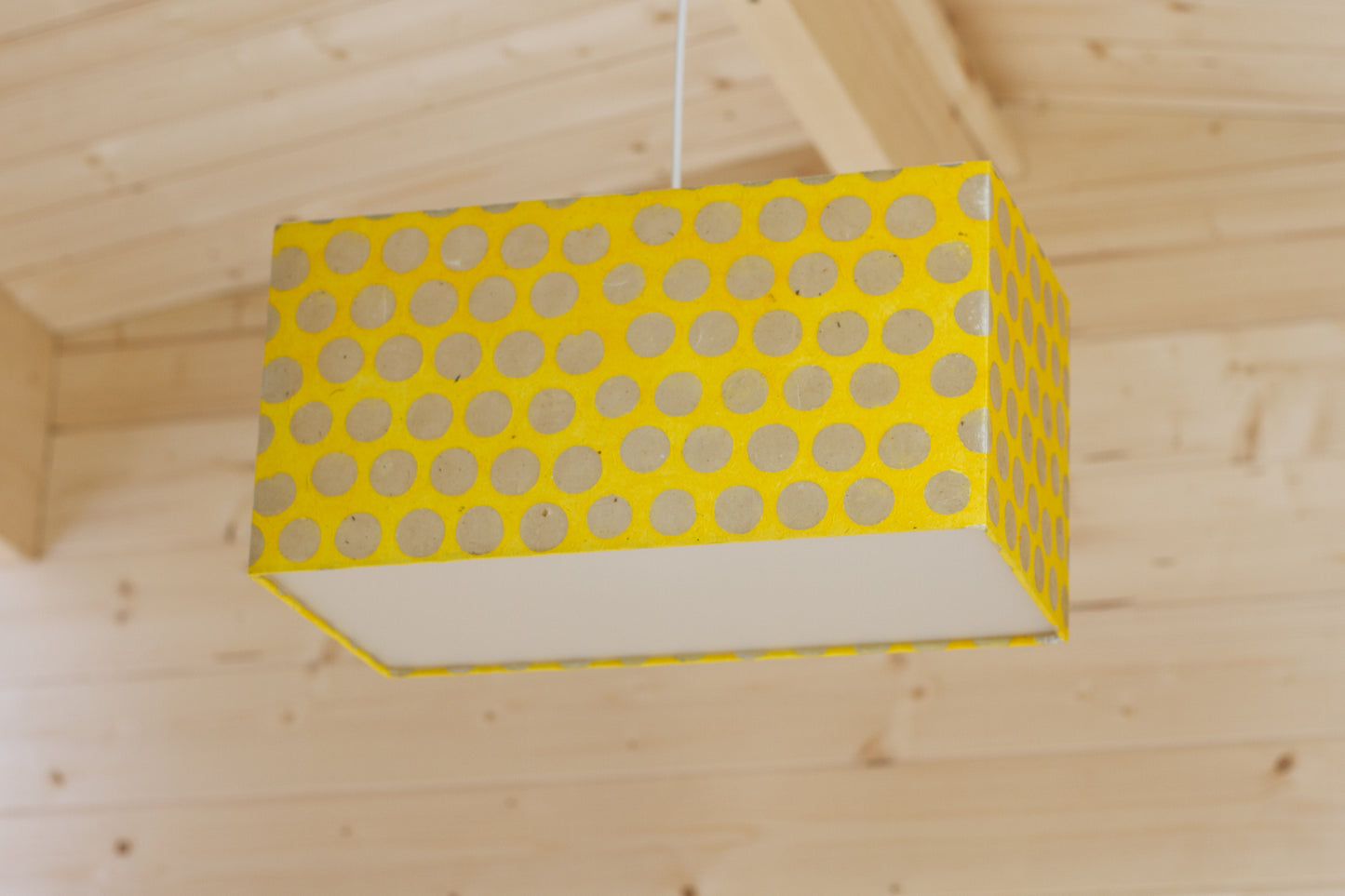 Rectangle Lamp Shade - P86 ~ Batik Dots on Yellow, 40cm(w) x 30cm(h) x 20cm(d)