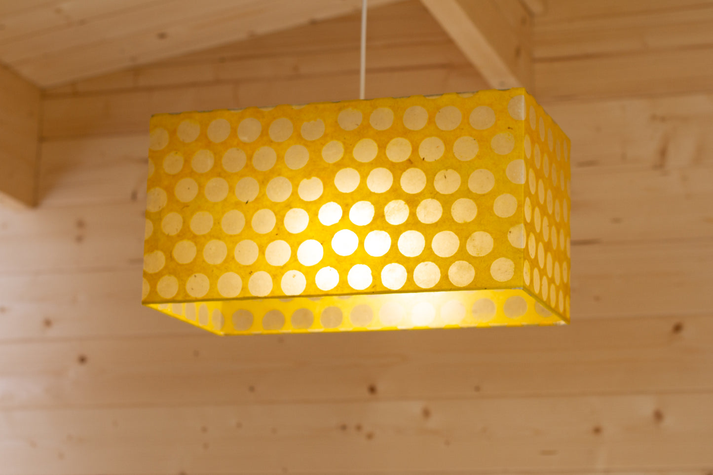 Rectangle Lamp Shade - P86 ~ Batik Dots on Yellow, 40cm(w) x 20cm(h) x 20cm(d)