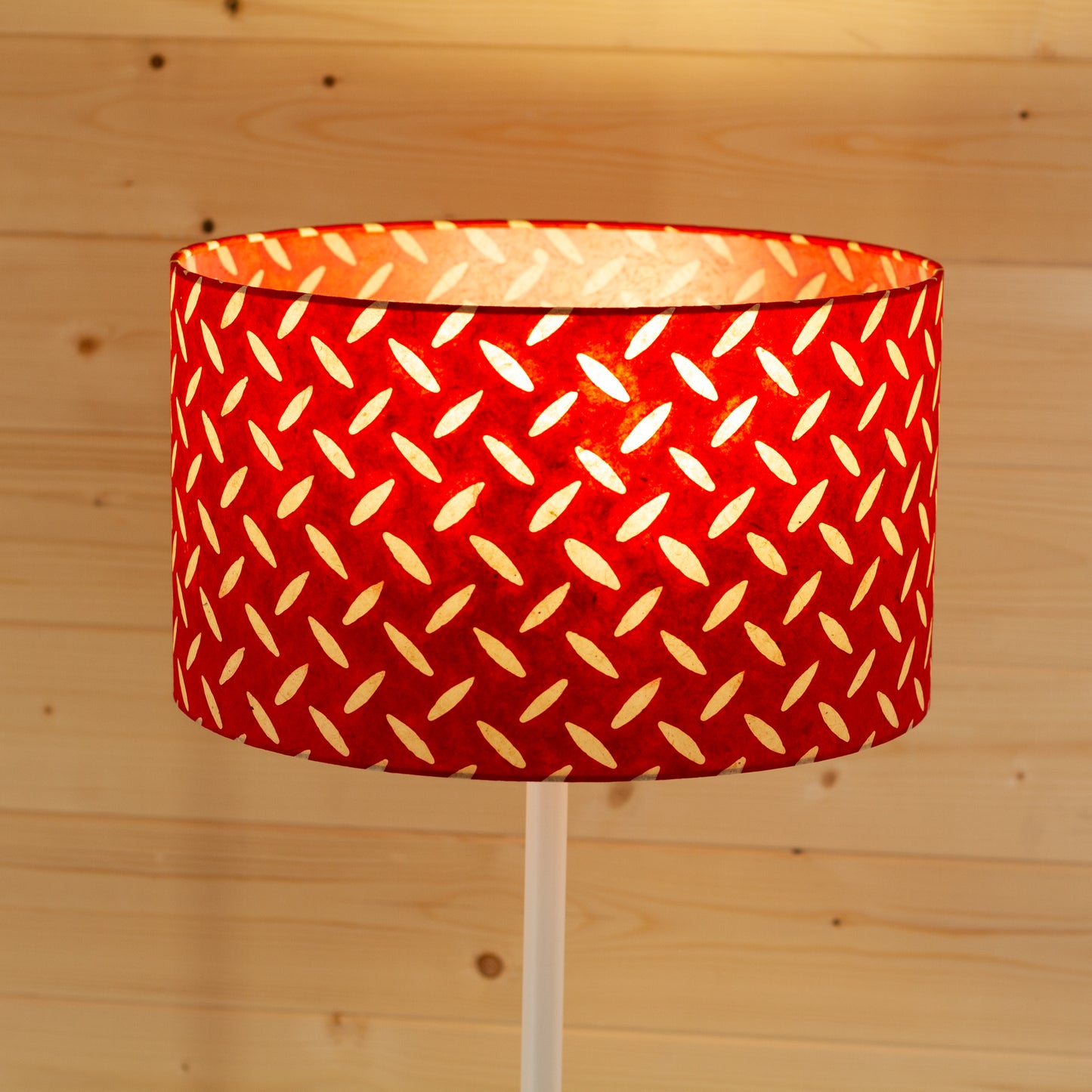 Drum Lamp Shade - P90 ~ Batik Tread Plate Red, 35cm(d) x 20cm(h)