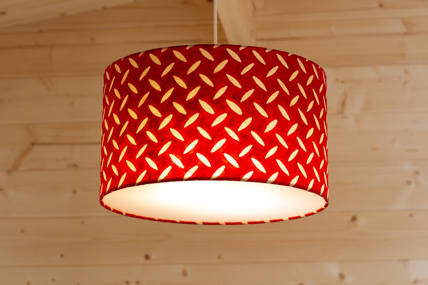 Drum Lamp Shade - P90 ~ Batik Tread Plate Red, 35cm(d) x 20cm(h)