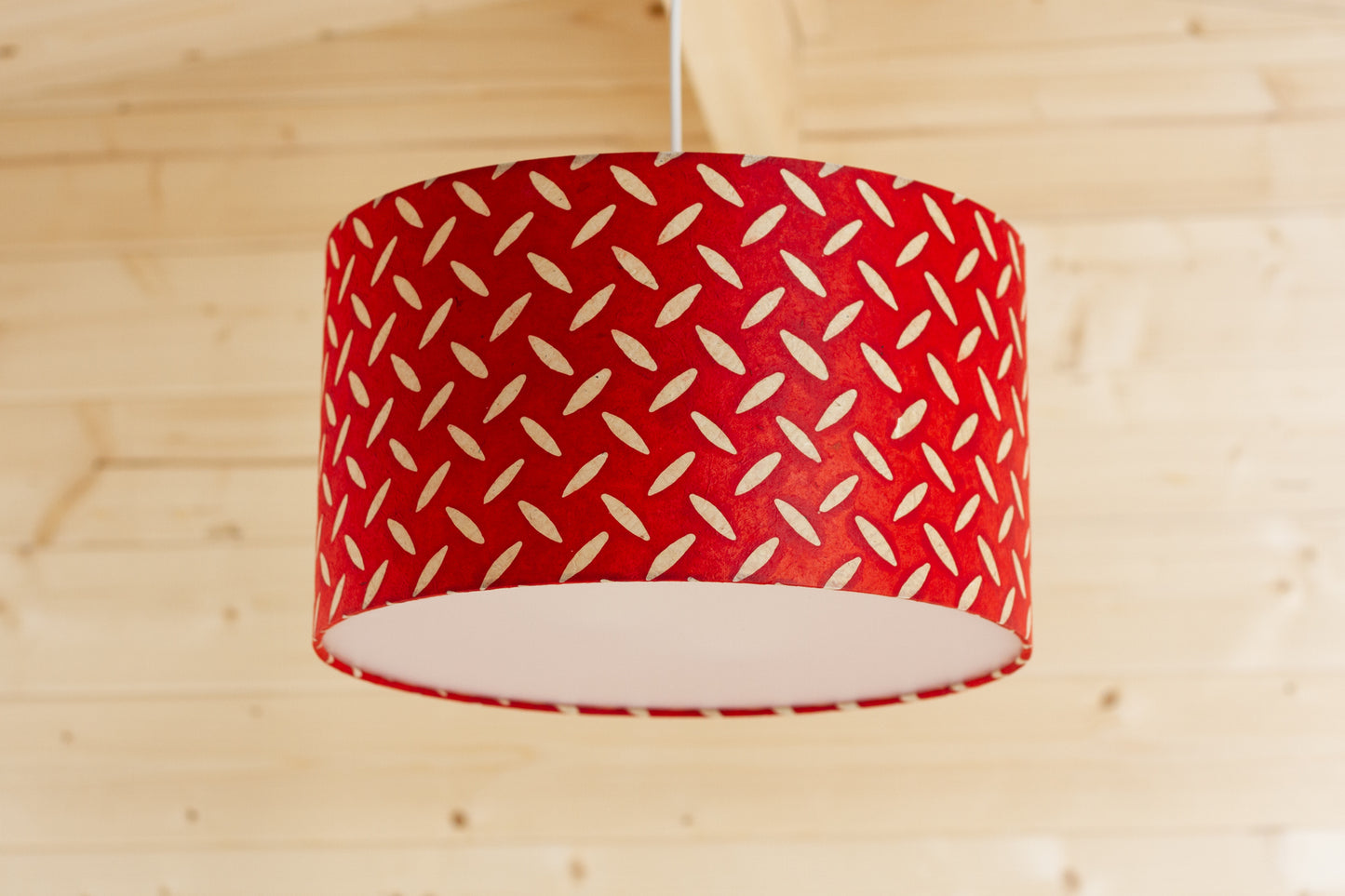 Drum Lamp Shade - P90 ~ Batik Tread Plate Red, 35cm(d) x 20cm(h)
