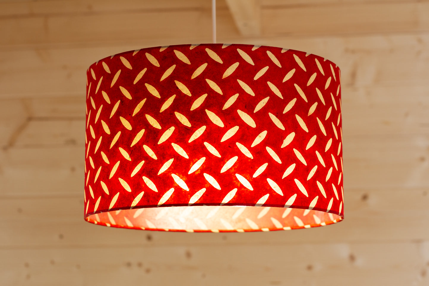 Drum Lamp Shade - P90 ~ Batik Tread Plate Red, 35cm(d) x 20cm(h)