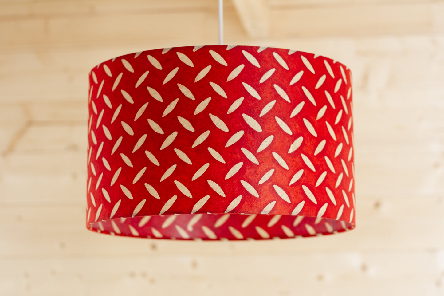 Drum Lamp Shade - P90 ~ Batik Tread Plate Red, 35cm(d) x 20cm(h)