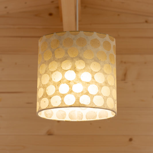 Oval Lamp Shade - P85 ~ Batik Dots on Natural, 20cm(w) x 20cm(h) x 13cm(d)