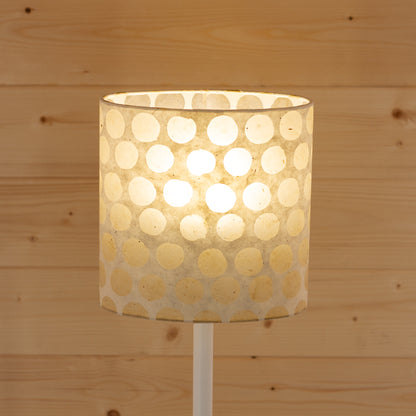 Oval Lamp Shade - P85 ~ Batik Dots on Natural, 20cm(w) x 20cm(h) x 13cm(d)