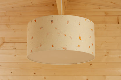 Drum Lamp Shade - P32 - Marigold Petals on Natural Lokta, 40cm(d) x 20cm(h)