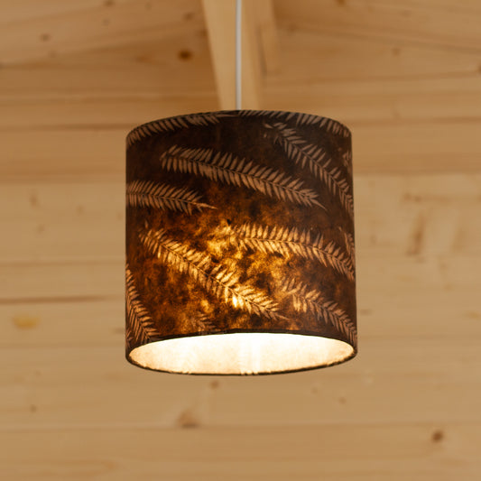 Oval Lamp Shade - P26 - Resistance Dyed Brown Fern, 20cm(w) x 20cm(h) x 13cm(d)