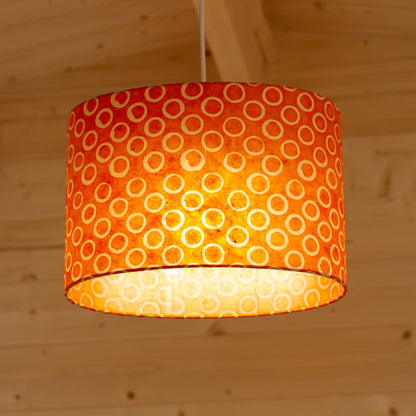 Oval Lamp Shade - P03 - Batik Orange Circles, 30cm(w) x 20cm(h) x 22cm(d)