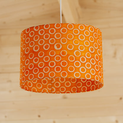 Oval Lamp Shade - P03 - Batik Orange Circles, 30cm(w) x 20cm(h) x 22cm(d)