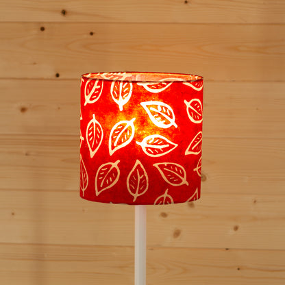 Oval Lamp Shade - P30 - Batik Leaf on Red, 20cm(w) x 20cm(h) x 13cm(d)