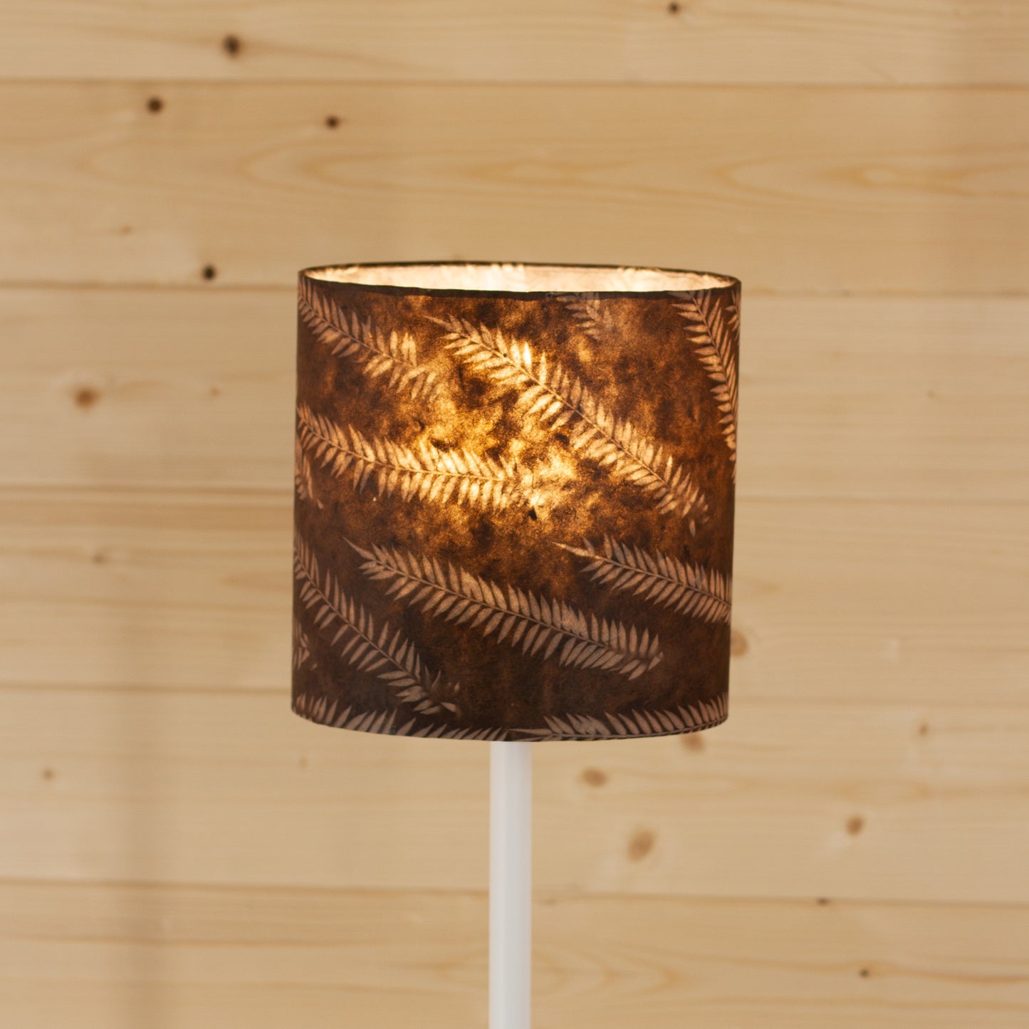 Oval Lamp Shade - P26 - Resistance Dyed Brown Fern, 20cm(w) x 20cm(h) x 13cm(d)