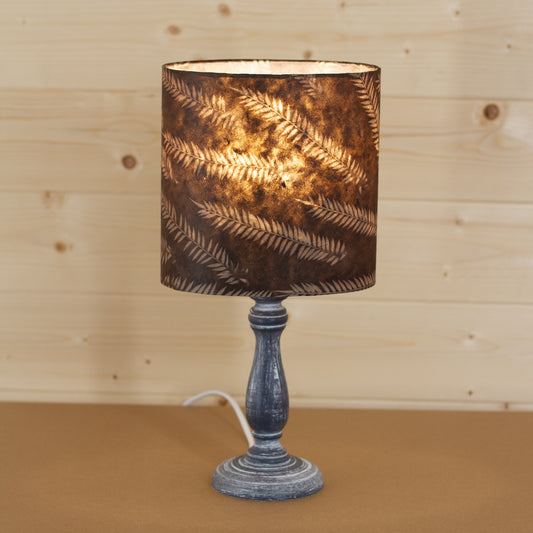 Paros Wooden Table Lamp with a Oval Shade in P26 ~ Resistance Dyed Brown Fern