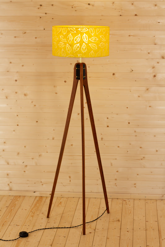 Sapele Tripod Floor Lamp - B107 ~ Batik Leaf Yellow