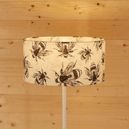 Drum Lamp Shade - P42 - Bees Screen Print on Natural Lokta, 40cm(d) x 20cm(h)